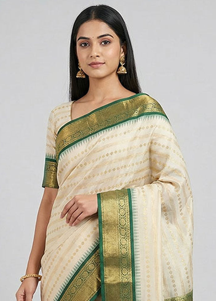 Grey Kanjivaram Silk Saree With Blouse Piece