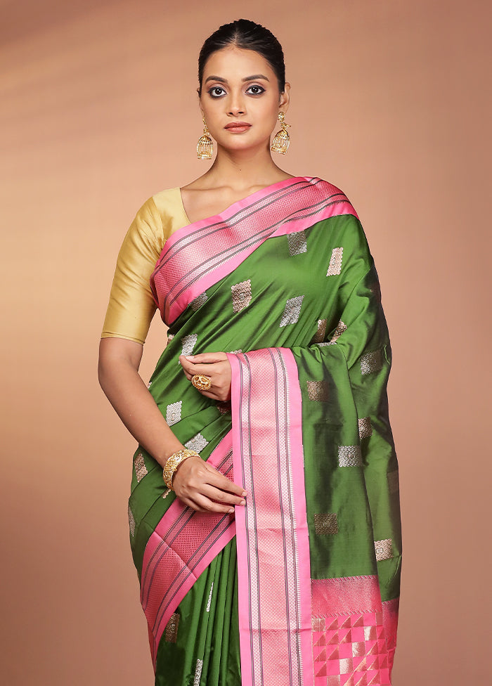 Green Kanjivaram Silk Saree With Blouse Piece