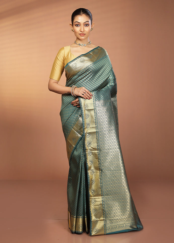 Green Kanjivaram Silk Saree With Blouse Piece