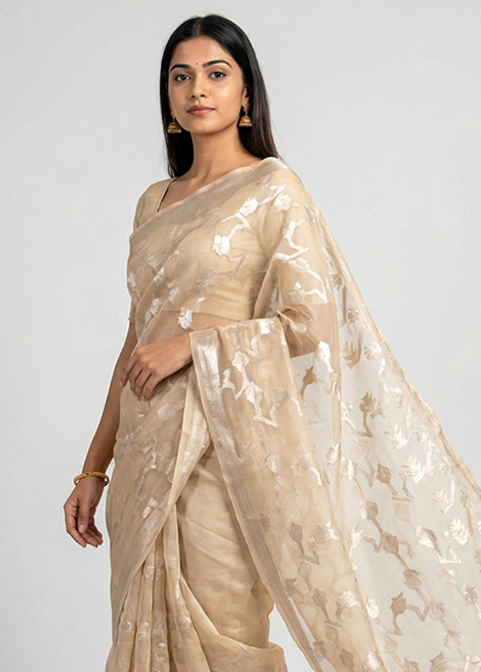 White Organza Saree With Blouse Piece