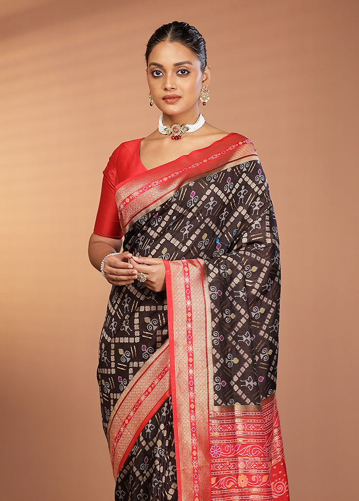 Black Dupion Silk Saree With Blouse Piece