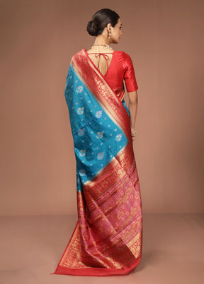 Green Dupion Silk Saree With Blouse Piece