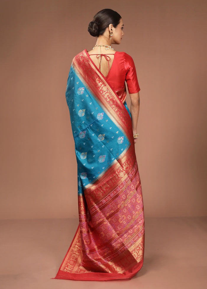 Green Dupion Silk Saree With Blouse Piece