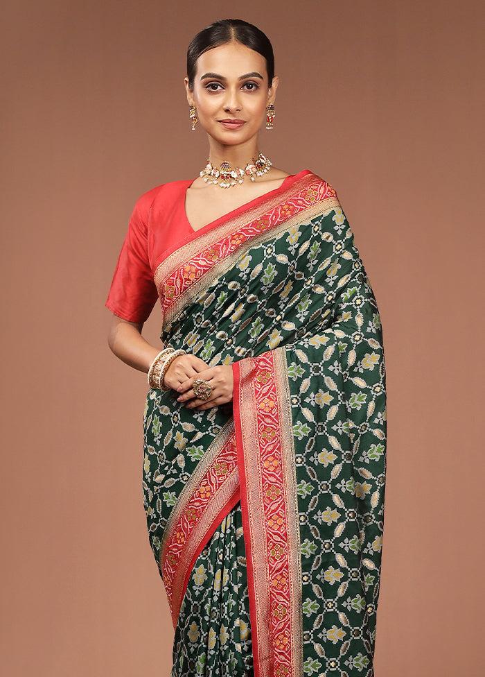 Green Dupion Silk Saree With Blouse Piece