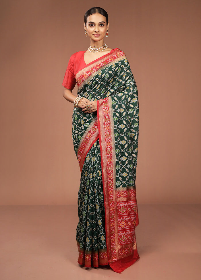 Green Dupion Silk Saree With Blouse Piece