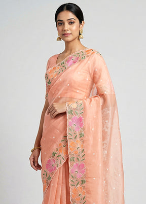 Pink Organza Saree With Blouse Piece