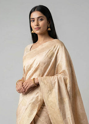 Cream Dupion Silk Saree With Blouse Piece