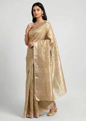 Green Tissue Silk Saree With Blouse Piece