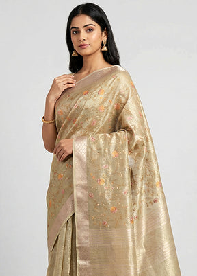 Green Tissue Silk Saree With Blouse Piece