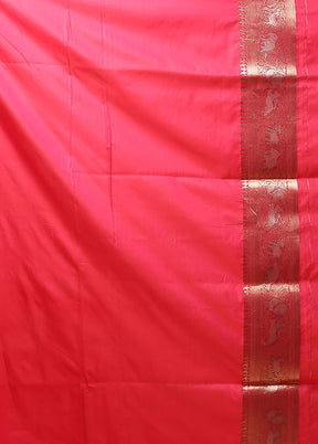 Pink Handloom Katan Pure Silk Saree With Blouse Piece