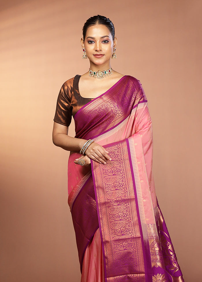 Multicolor Kanjivaram Silk Saree With Blouse Piece