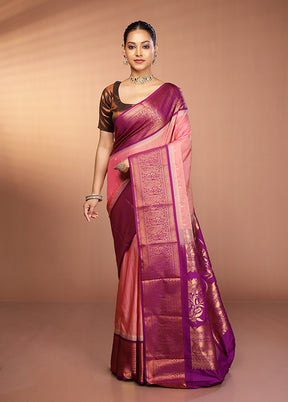 Multicolor Kanjivaram Silk Saree With Blouse Piece