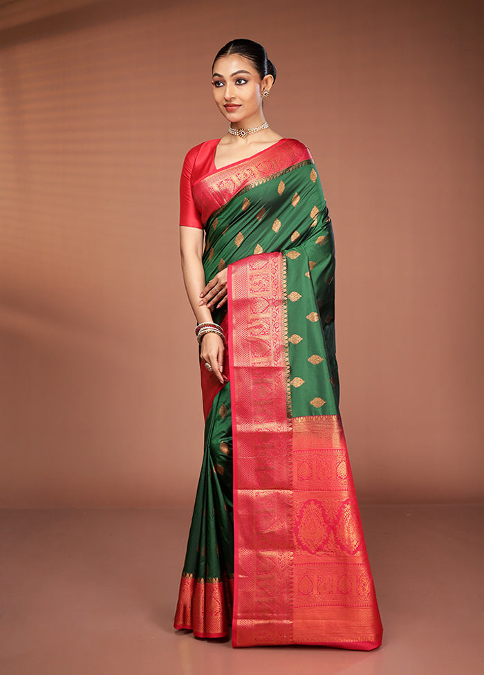 Multicolor Kanjivaram Silk Saree With Blouse Piece