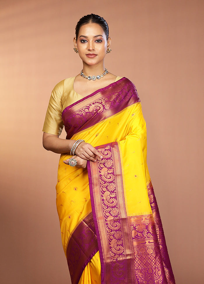 Multicolor Kanjivaram Silk Saree With Blouse Piece