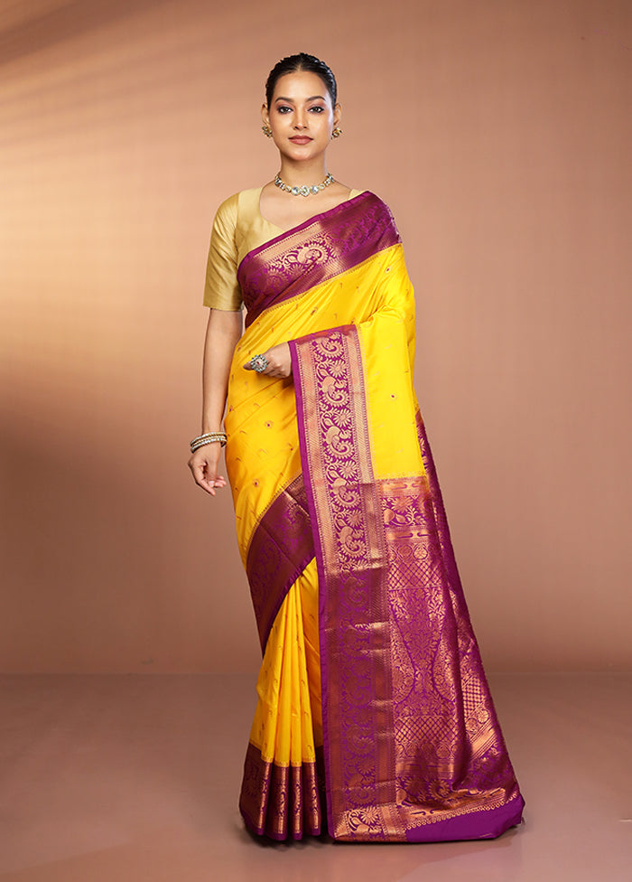 Multicolor Kanjivaram Silk Saree With Blouse Piece
