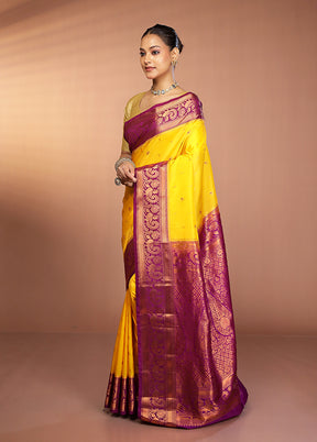 Multicolor Kanjivaram Silk Saree With Blouse Piece
