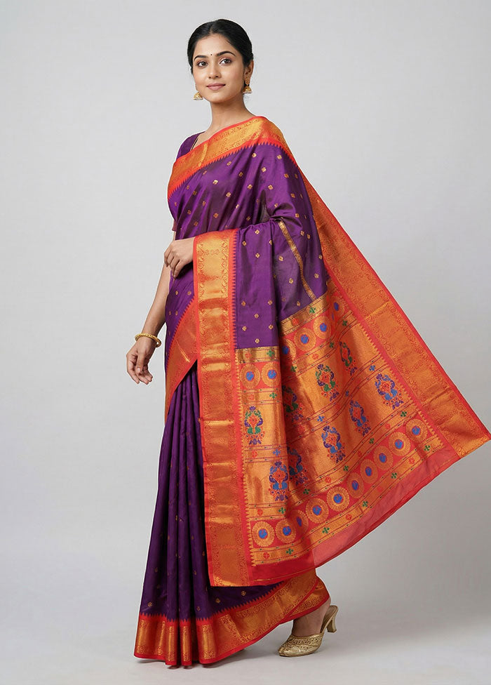 Multicolor Kanjivaram Silk Saree With Blouse Piece