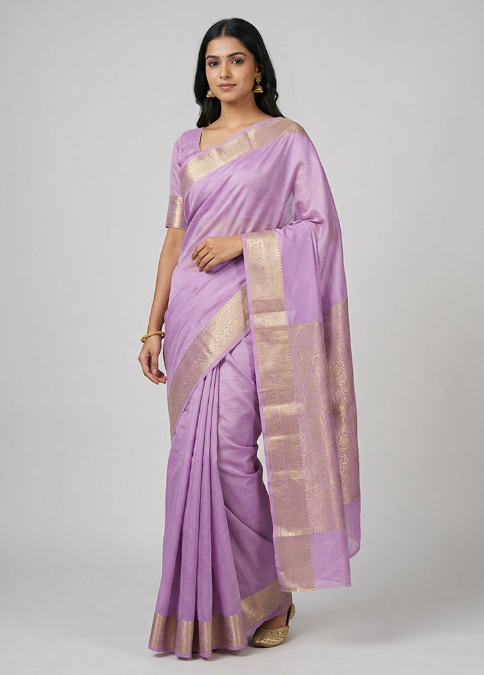 Purple Dupion Silk Saree With Blouse Piece