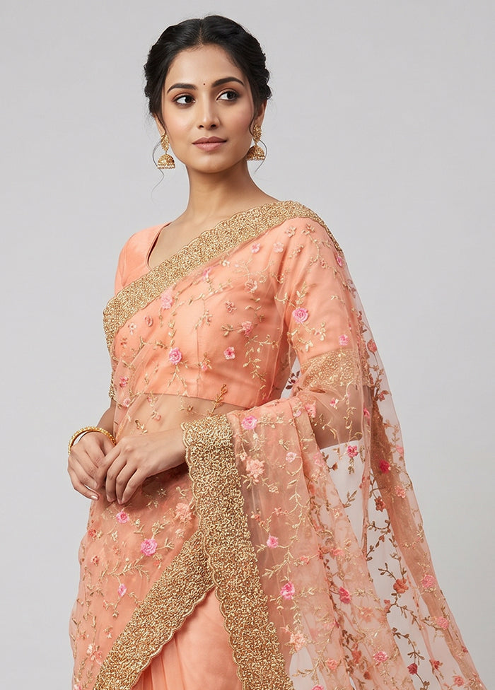 Pink Georgette Saree With Blouse Piece