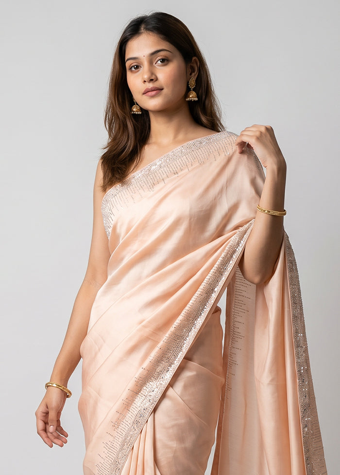 Cream Georgette Saree With Blouse Piece