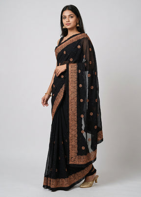 Black Georgette Saree With Blouse Piece