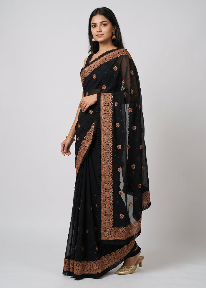 Black Georgette Saree With Blouse Piece