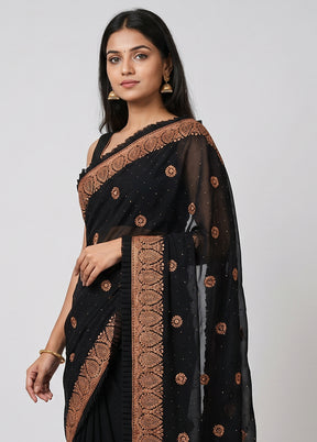 Black Georgette Saree With Blouse Piece
