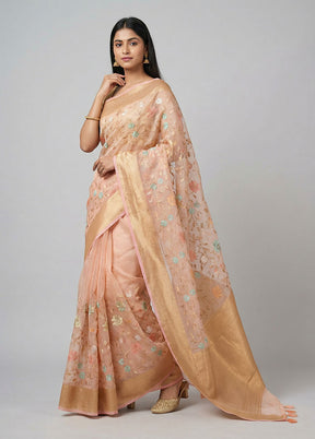 Pink Organza Saree With Blouse Piece