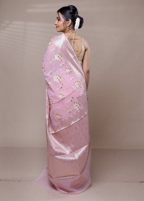 Pink Cotton Saree With Blouse Piece