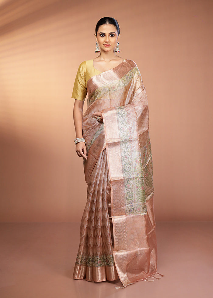 Multicolor Tissue Silk Saree With Blouse Piece