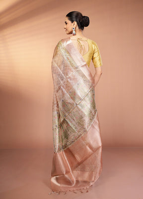 Multicolor Tissue Silk Saree With Blouse Piece