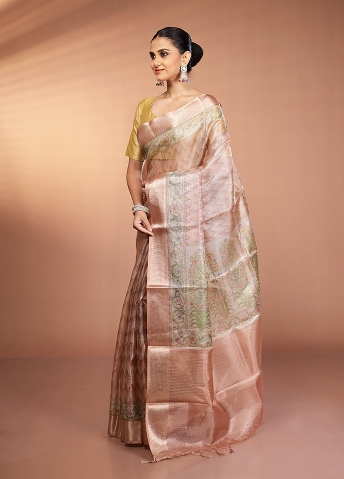 Multicolor Tissue Silk Saree With Blouse Piece