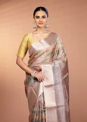 Cream Tissue Silk Saree With Blouse Piece