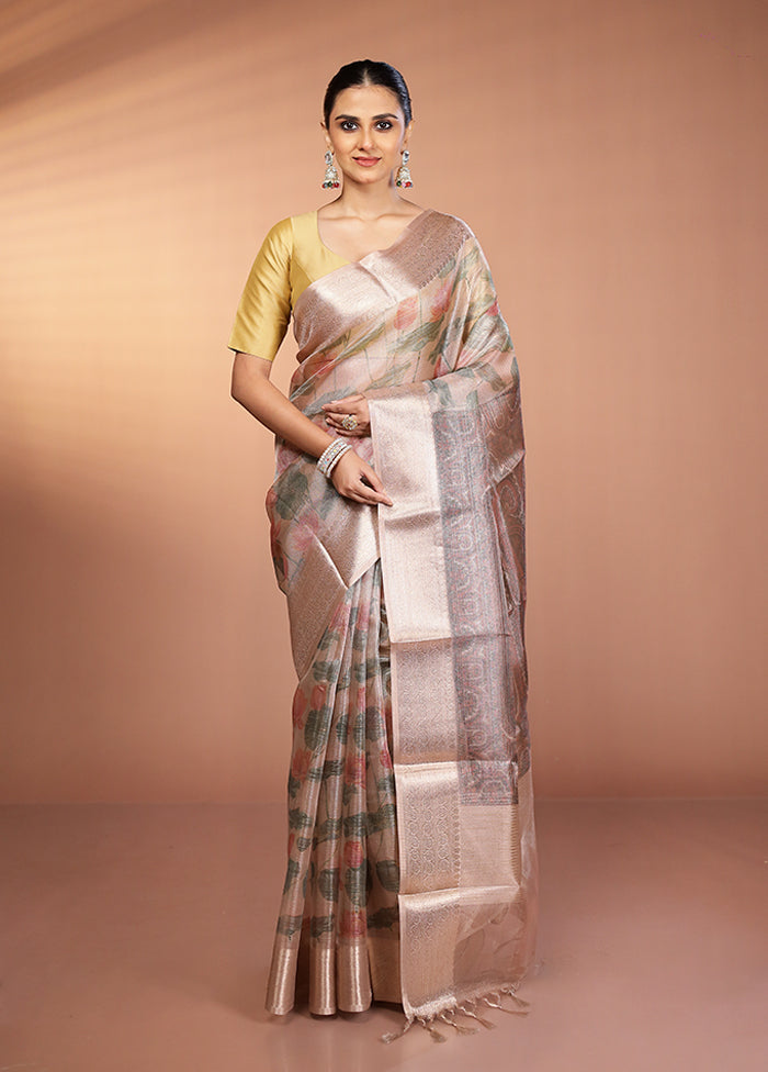 Cream Tissue Silk Saree With Blouse Piece