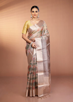 Cream Tissue Silk Saree With Blouse Piece