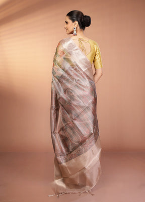 Cream Tissue Silk Saree With Blouse Piece