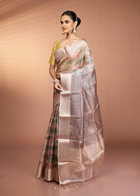 Cream Tissue Silk Saree With Blouse Piece