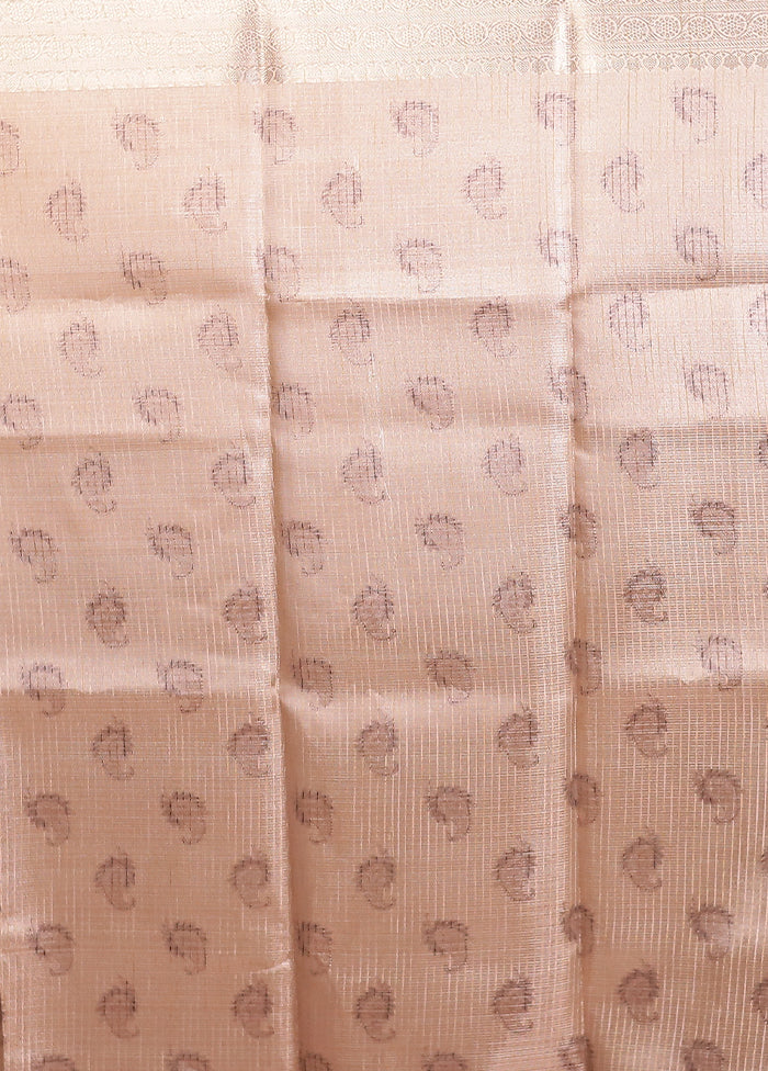 Cream Tissue Silk Saree With Blouse Piece