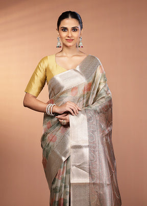 Multicolor Tissue Silk Saree With Blouse Piece