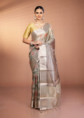 Multicolor Tissue Silk Saree With Blouse Piece