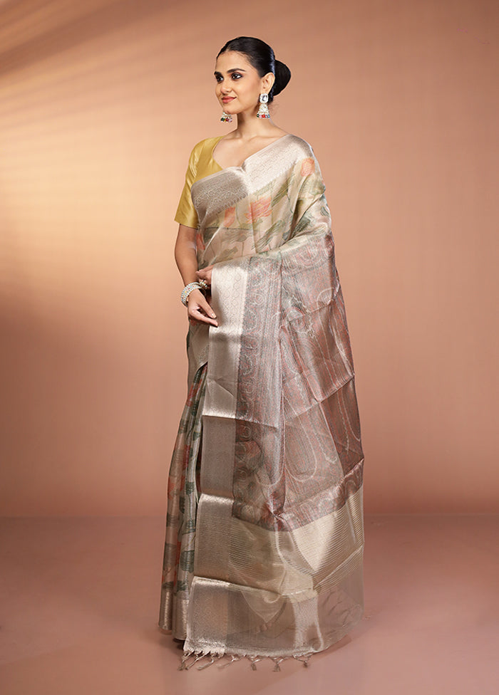 Multicolor Tissue Silk Saree With Blouse Piece
