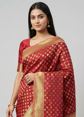 Red Pure Cotton Saree With Blouse Piece
