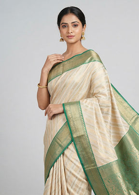 Cream Tissue Silk Saree With Blouse Piece