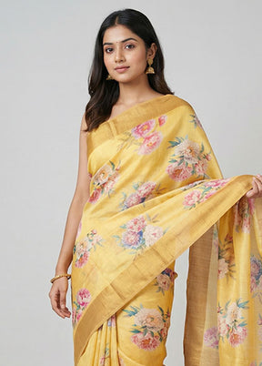 Blue Handloom Tussar Pure Silk Saree With Blouse Piece