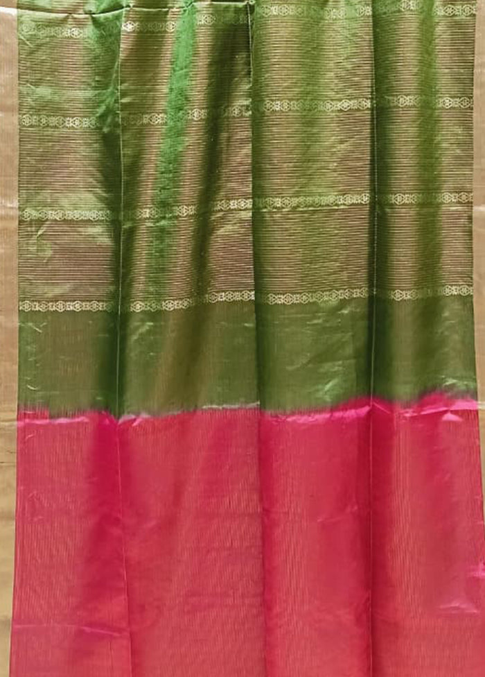 Green Handloom Kanchipuram Pure Silk Saree With Blouse Piece