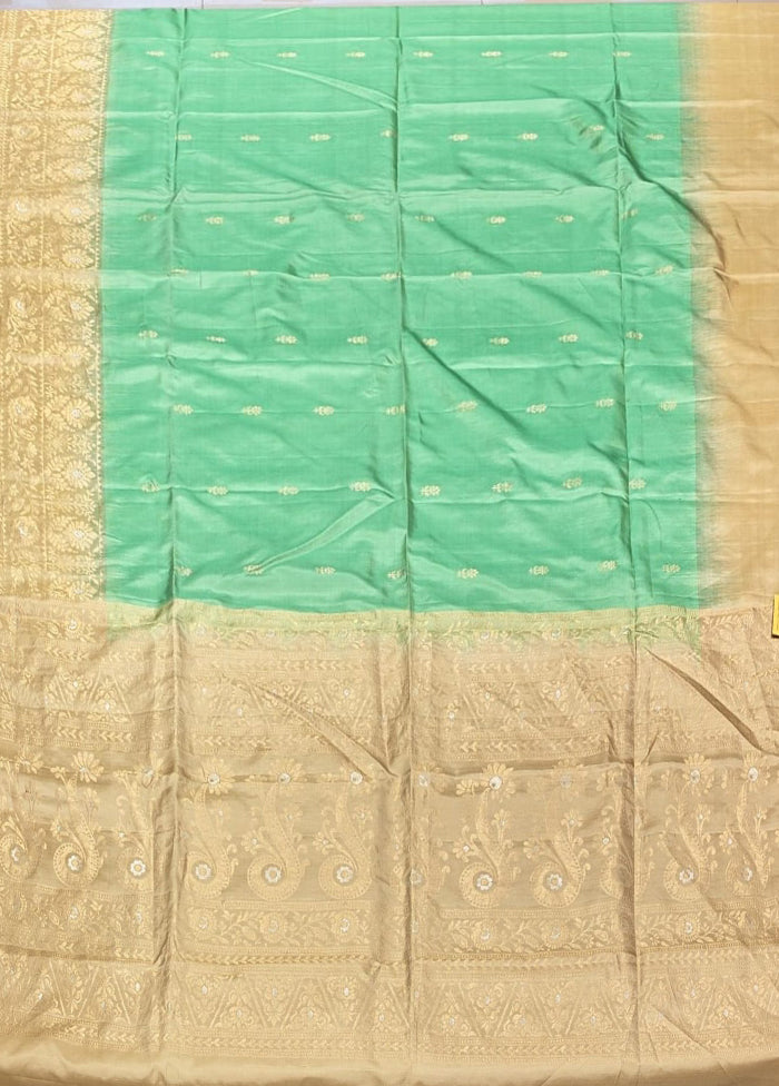 Green Handloom Kanchipuram Pure Silk Saree With Blouse Piece