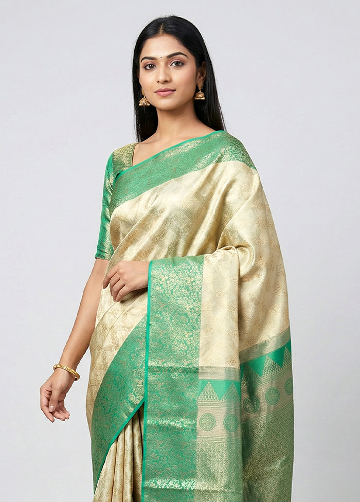 Green Handloom Kanchipuram Pure Silk Saree With Blouse Piece
