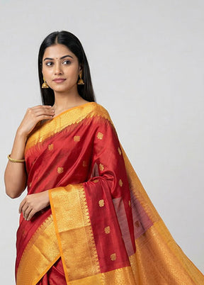 Pink Handloom Kanchipuram Pure Silk Saree With Blouse Piece