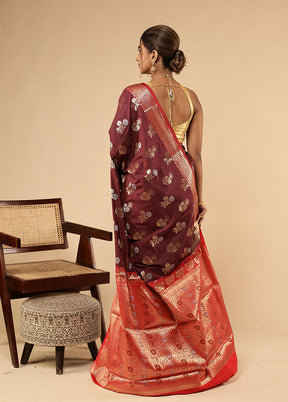 Maroon Katan Silk Saree With Blouse Piece