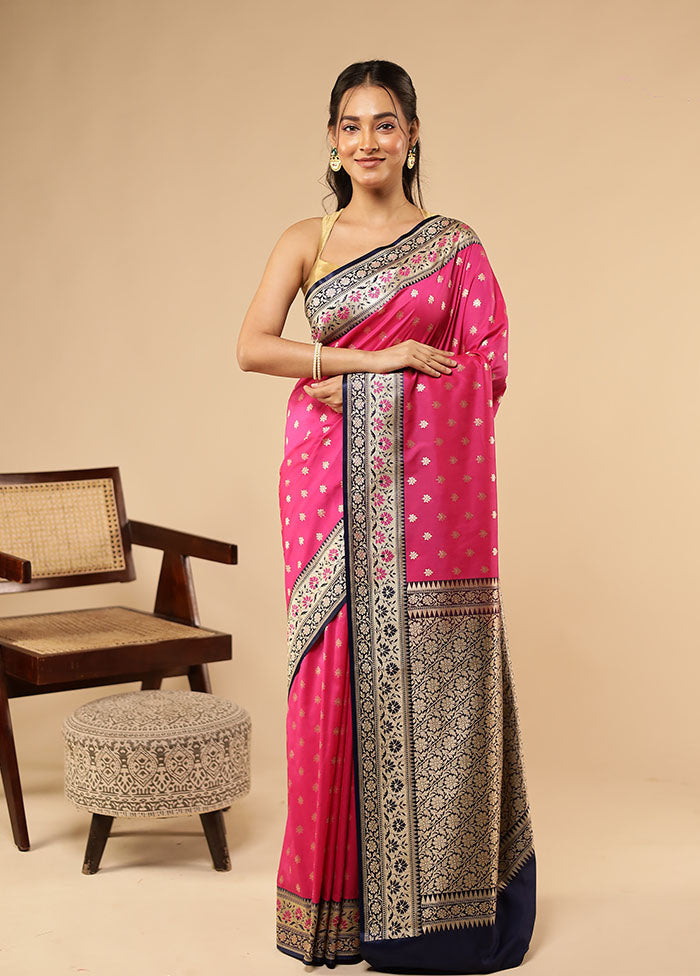 Pink Dupion Silk Saree With Blouse Piece